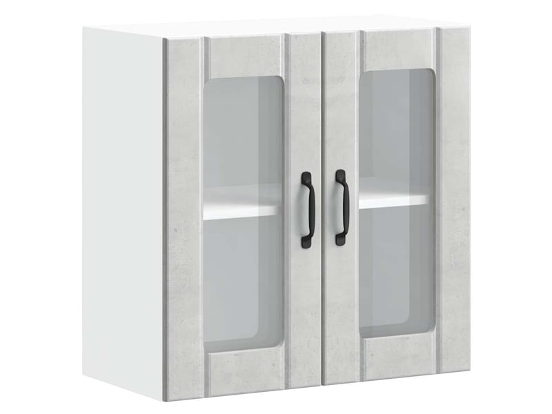 Armoire murale de cuisine avec porte en verre lucca gris béton shl6228 - Conforama A