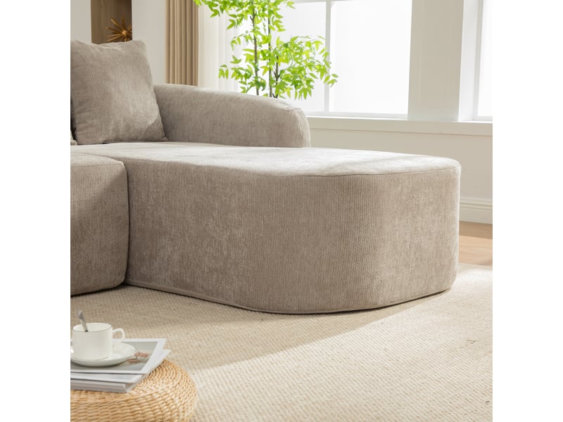 Canapé modulable en tissu chenille gris, design contemporain pour salon, confort moelleux et moderne - Conforama D