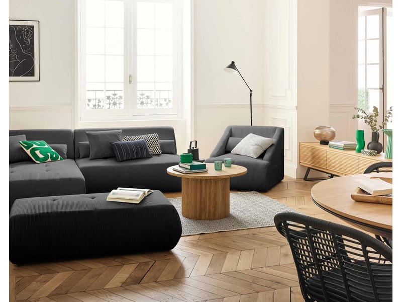 Onyx - canapé modulable d'angle gauche 5 places - en velours côtelé - lisa design - gris foncé ONYX - Conforama B