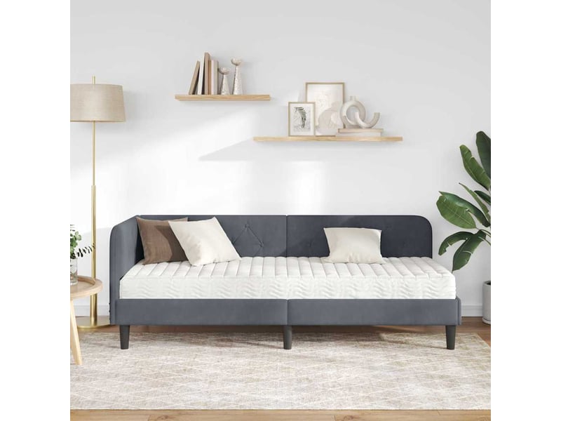 Lit simple- lit adulte - cadre de lit d'angle gris foncé 80 x 200 cm velours - Conforama C