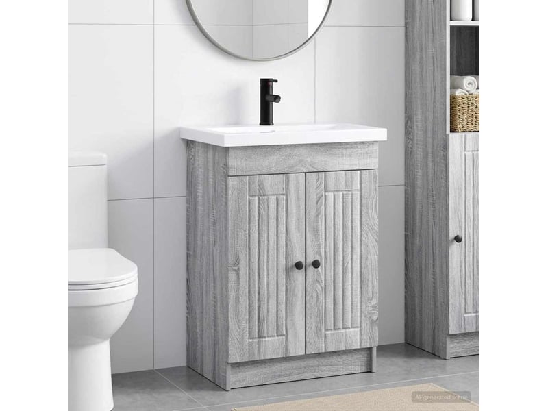  Ensemble de mobilier de salle de bain sonoma gris shl6658  - Conforama B
