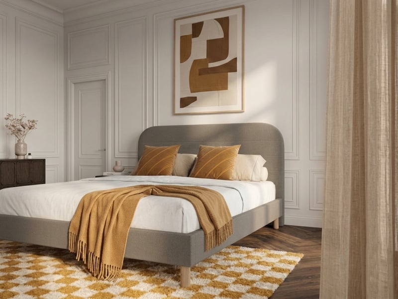  Bobochic lit kaya tissu velours lisse avec lattes massives taupe 140x190 KAYA - Conforama C