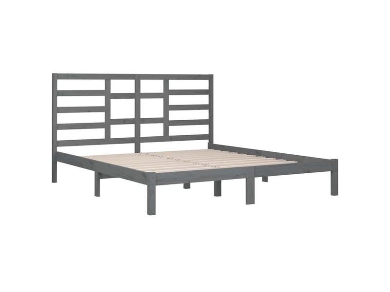  Lit double- lit adulte -  cadre de lit sans matelas bois massif gris 200x200 cm  - Conforama C