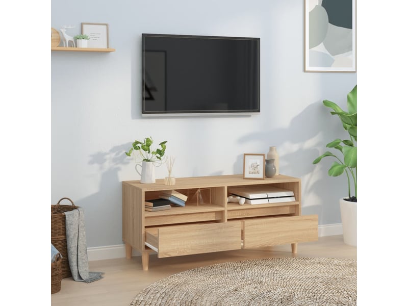  Meuble tv - banc tv - meuble de rangement chêne sonoma 100x34,5x44,5 cm bois d'ingénierie  - Conforama C