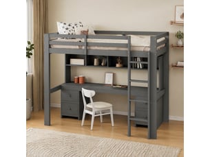 Lit mezzanine 90x200 cm MAISENTIEL coloris gris