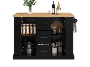 Desserte de cuisine 120x45x90 cm plateau rabattable mdf noir