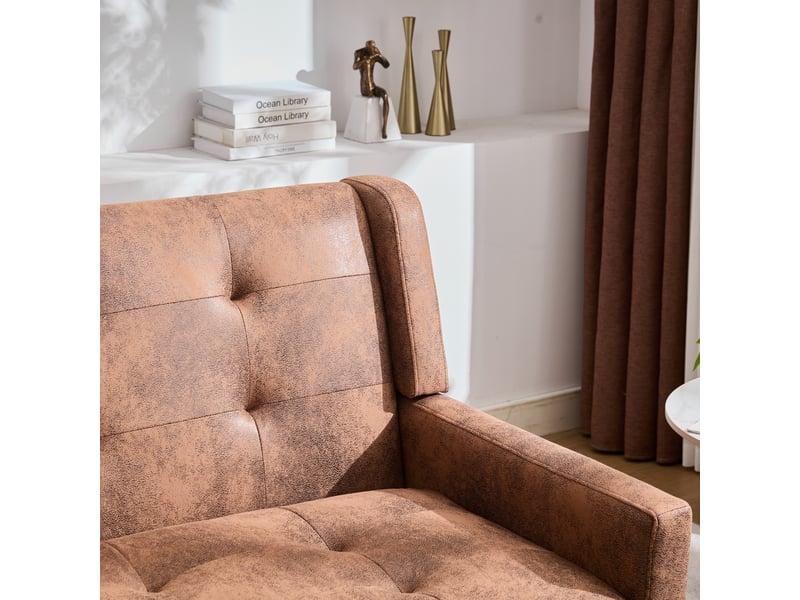  Banquette 2 places café en lin premium, pieds bois massif antidérapants, mousse haute densité, capitonnée, salonchambrebureau  - Conforama D