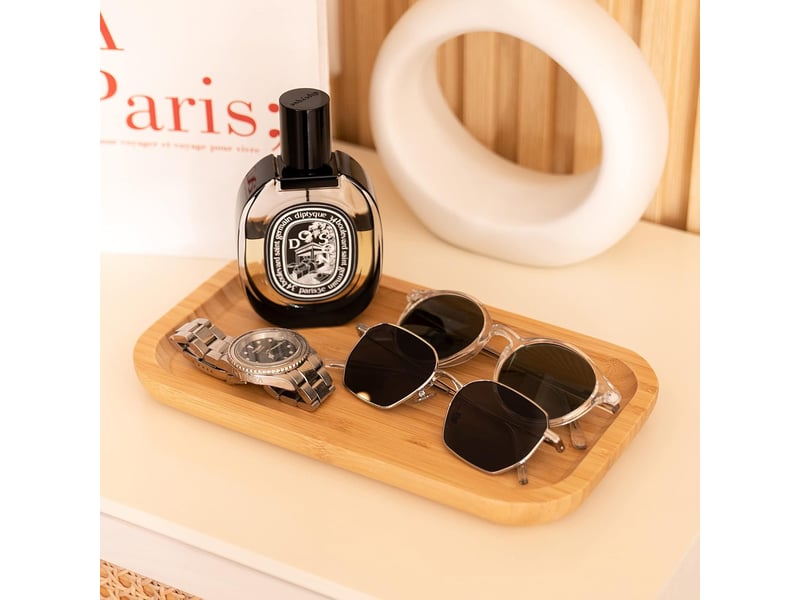 Plateau bambou, plateau de service bois, plateaux pour articles de toilette, 25 x 14 x 2 cm - Conforama D