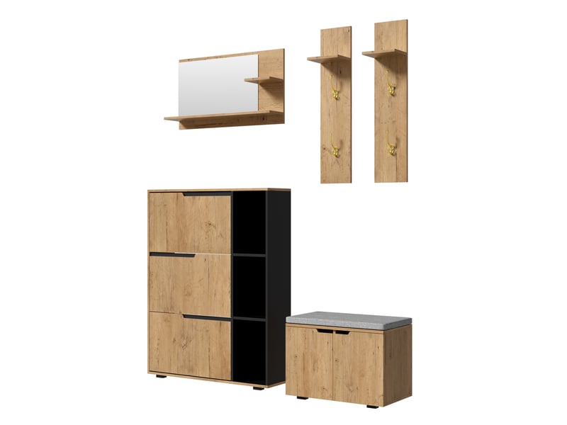  Portemanteau avec banc et rangement 150 x 161,5 cm en panneau de particules  - Conforama R