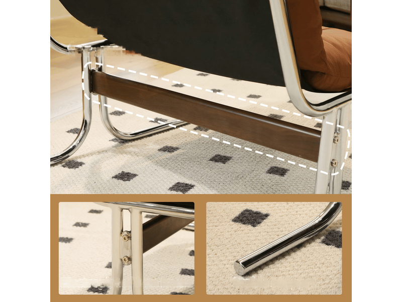  Fauteuil lounge barcelona,72,2x84,1x84,6 cm,avec piètement chromé,similicuir,marron  - Conforama E