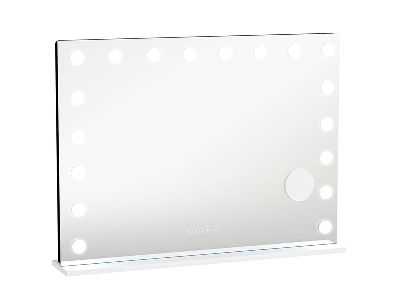  Miroir maquillage hollywood 18 ampoules led, 3 couleurs d'éclairage, lumière rgb, blanc, haut-parleur bluetooth  - Conforama B