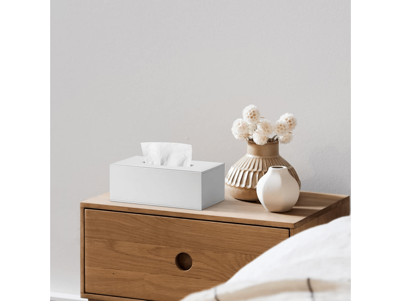  Boîte à mouchoirs en cuir haut de gamme et élégante - convient pour la maison, le bureau, la voiture, etc. - 1 pièce (blanche)  - Conforama B