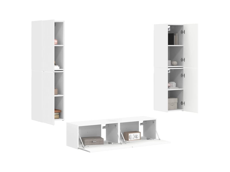  Ensemble meuble tv - banc tv - meuble de rangement 6 pcs blanc bois d'ingénierie  - Conforama C