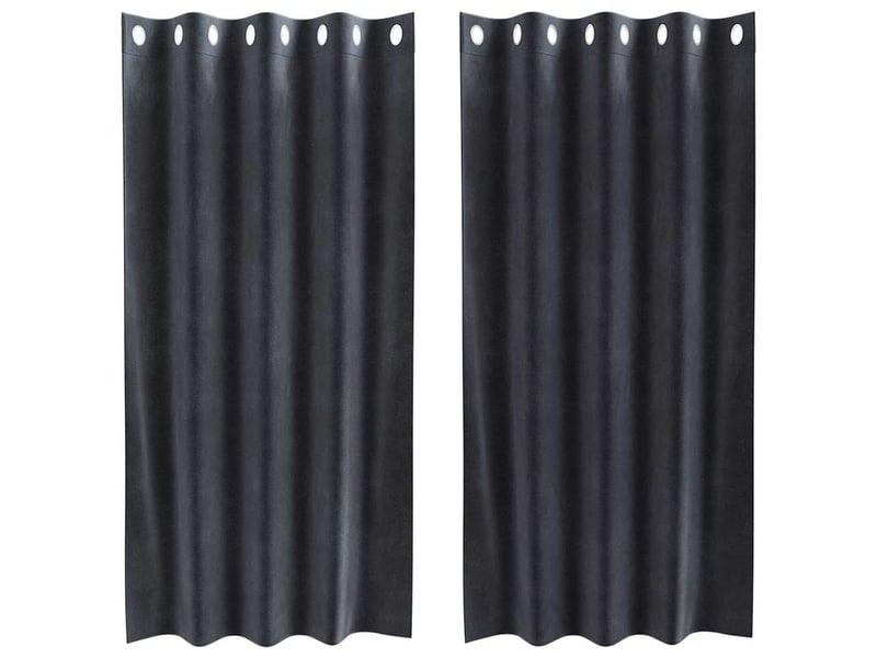 Lot de 2 rideaux, rideaux de fenêtre gris foncé 140 x 175 cm velours cf44064 - Conforama A