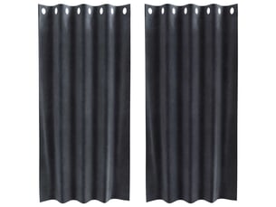 Lot de 2 rideaux, rideaux de fenêtre gris foncé 140 x 175 cm velours cf44064