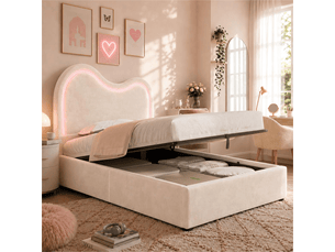 Lit coffre 90x200 cm <strong>OKMYHOME</strong>  <strong></strong> coloris beige