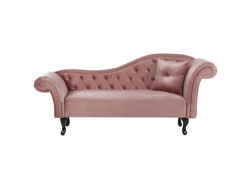  Chaise longue côté droit lattes velours rose  - Conforama A