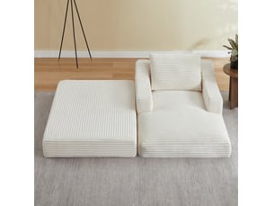 Fauteuil convertible TCQPZ Velours côtelé blanc vendu A l'unité
