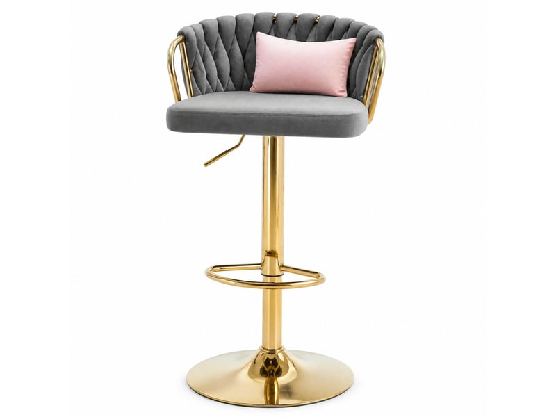  Tabouret de bar réglable,49,5x50,5x77-98 cm,pivotant,velours,gris foncé  - Conforama A