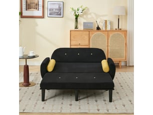 Canapé en velours côtelé noir avec rangement intégré, idéal pour salon, daybed ou détente