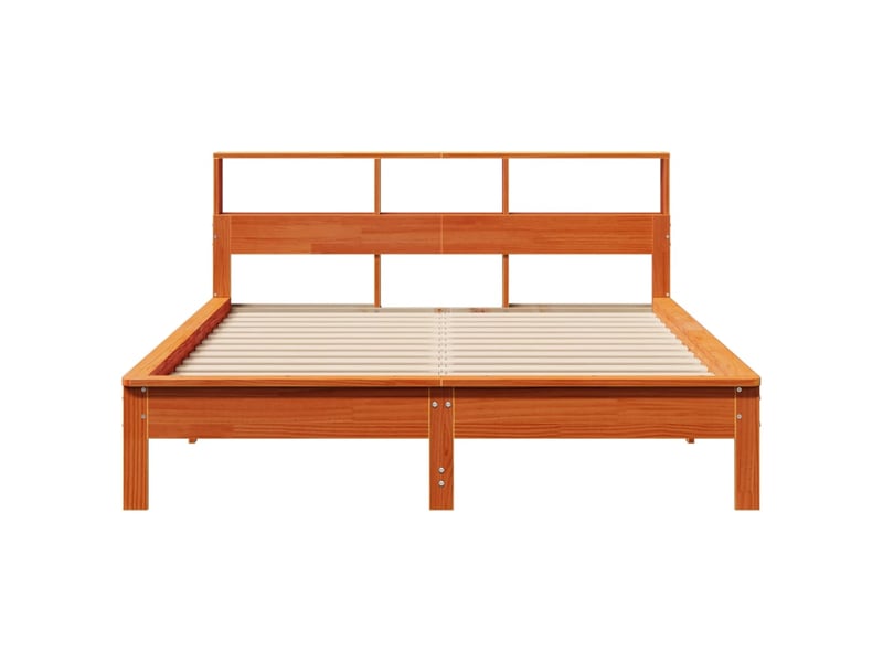  Lit double- lit adulte -  lit bibliothèque sans matelas  marron 120x190cm pin massif  - Conforama C