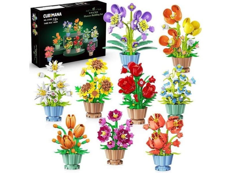  Jeu de construction diy fleurs miniatures 9 modèles 1462 pièces 151498_AAAWF84594_6_DROPFR - Conforama A
