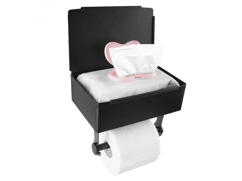  Support de papier toilette avec boîte de rangement en acier inoxydable 304 - porte-papier toilette sans perforation  - Conforama D