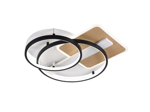 Fabrilamp azores, plafonnier, moderne, led, 120 w, 10200 lm, 3000-4000-6000 k, noirmadera, 9 x 50 x 50 cm