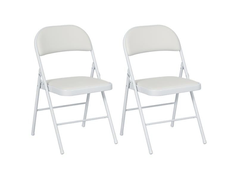  Lot de 2 chaises pliantes chaises de salle à manger portables cadre en acier dim. 45l x 46p x 78h cm blanc  - Conforama A