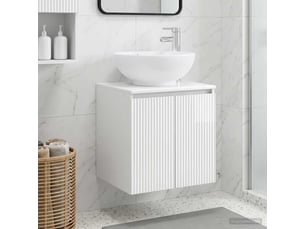Vanité de lavabo mural, meuble de rangement blanc brillant 49.5x44.5x65 cm shl2034