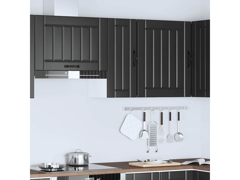  Meuble de rangement, armoire murale de cuisine lucca noir bois d'ingénierie shl7845  - Conforama C