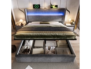 Lit avec rangement 180x200 cm coloris gris