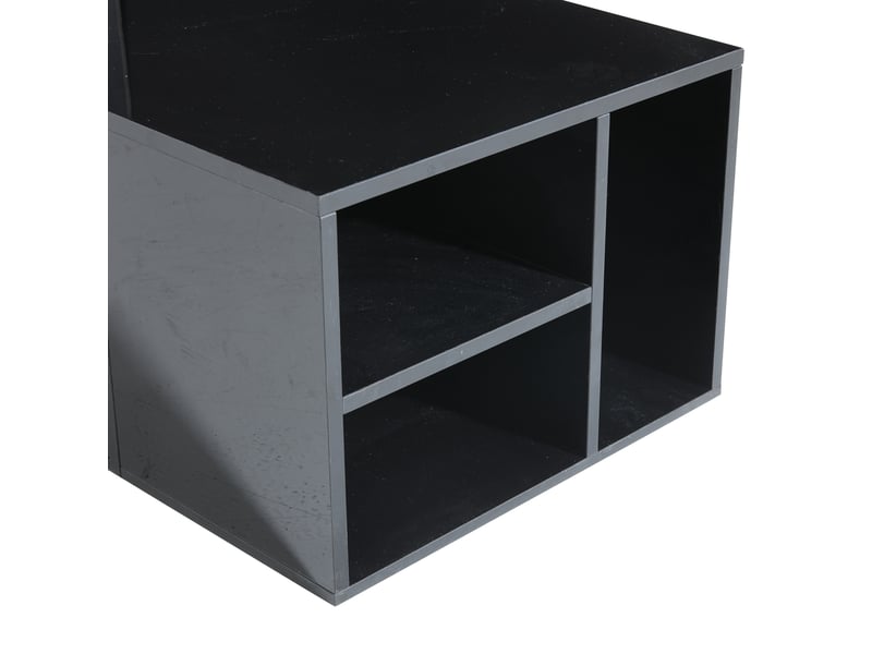  Table basse 100x50x35 cm led multicolore pilotable appli 2 tiroirs 9 compartiments panneaux particules brillant noir  - Conforama E