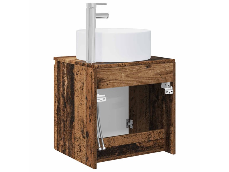 Meuble de lavabo mural, rangement salle de bain bois ancien 49.5x44.5x65.5 cm - Conforama E