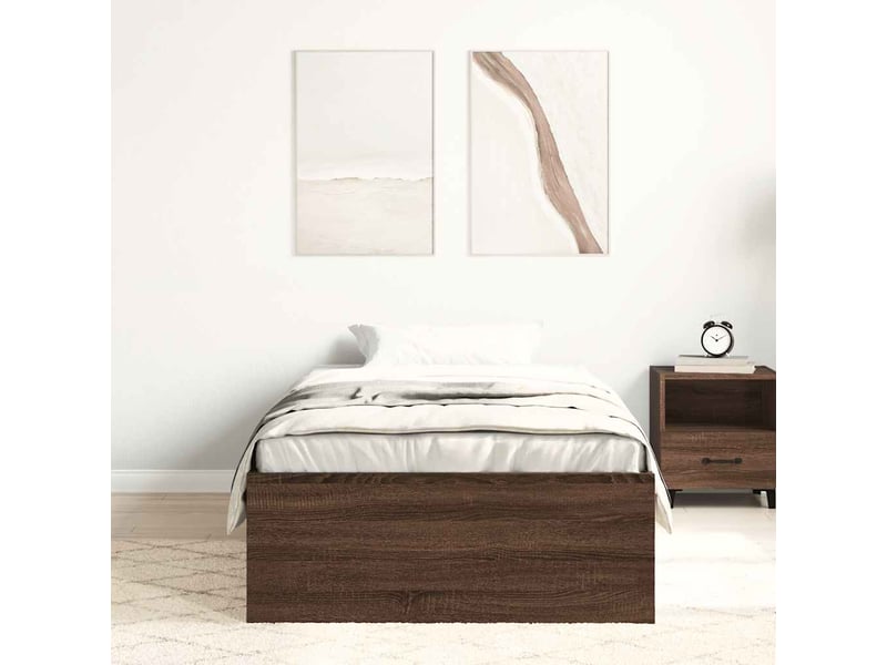  Lit simple- lit adulte -  cadre de lit sans matelas chêne marron 100x200 cm  - Conforama B