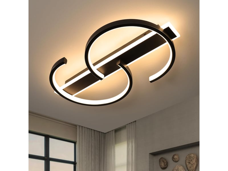  Plafonnier led dimmable noir 35w – 2 anneaux en cercle  - Conforama E