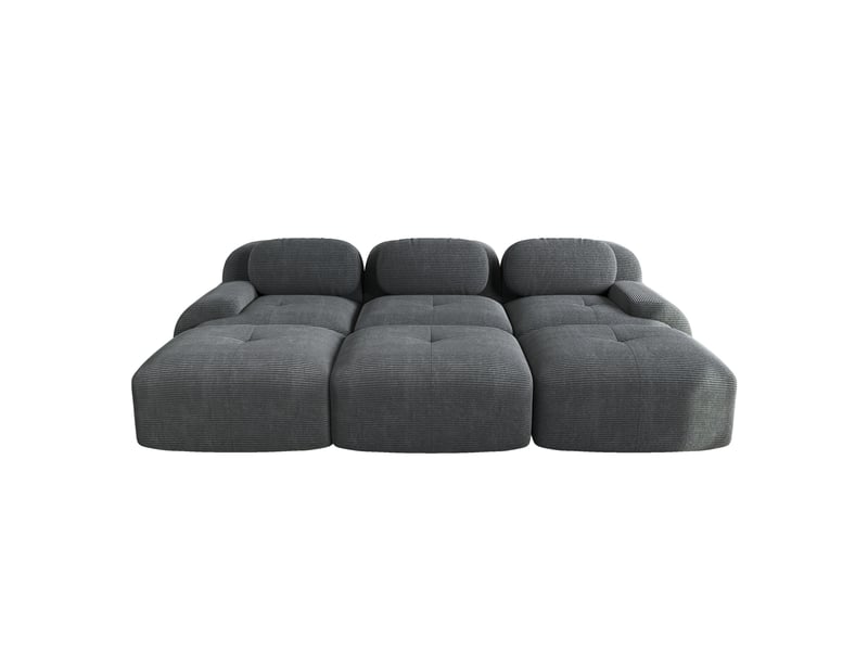  Canapé modulaire 3 places 298x178x70 cm livraison sans montage velours côtelé gris  - Conforama A