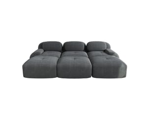 Canapé modulaire 3 places 298x178x70 cm livraison sans montage velours côtelé gris