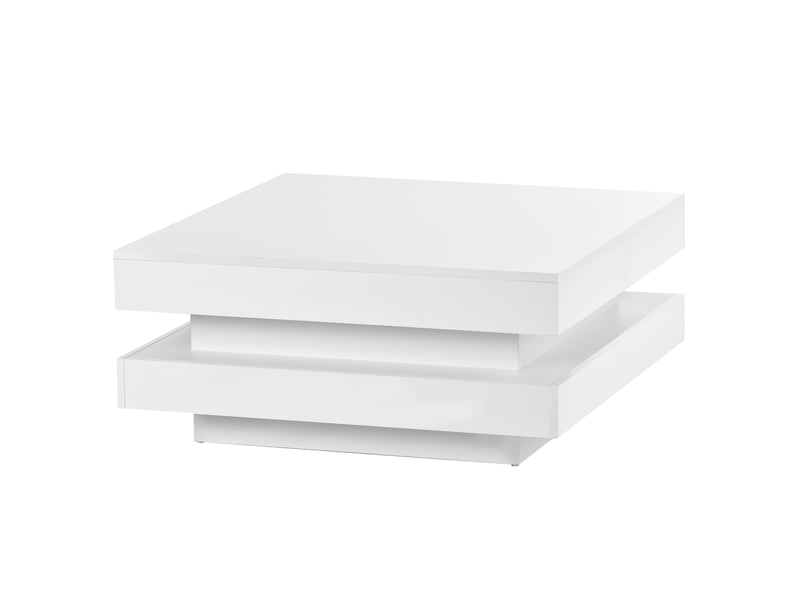  Table basse carrée blanche 70x70 cm avec led bluetooth, table de salon moderne finition brillante, charge max 45 kg  - Conforama R