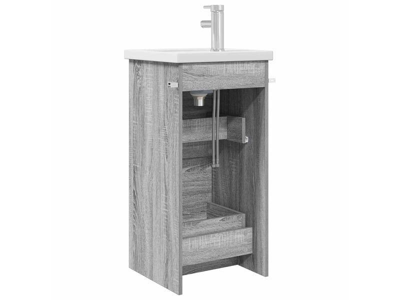  Meuble salle de bain avec évier, meuble de rangement sonoma gris shl5479  - Conforama E