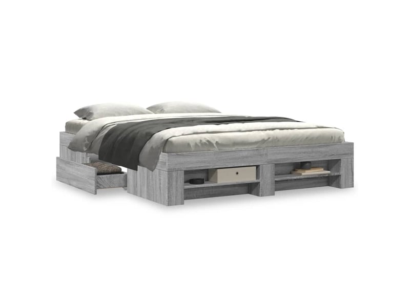  Lit double- lit adulte -  cadre de lit sans matelas sonoma gris 150x200 cm  - Conforama C