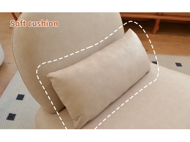 Fauteuil d'appoint sans accoudoirs pour lecture et détente, revêtement en velours, pieds en bois massif camel - Conforama E