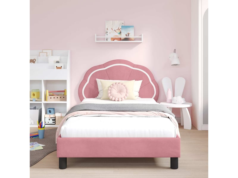 Cadre de lit pour enfants - lit jeune avec tête de lit rose 80 x 200 cm - Conforama C