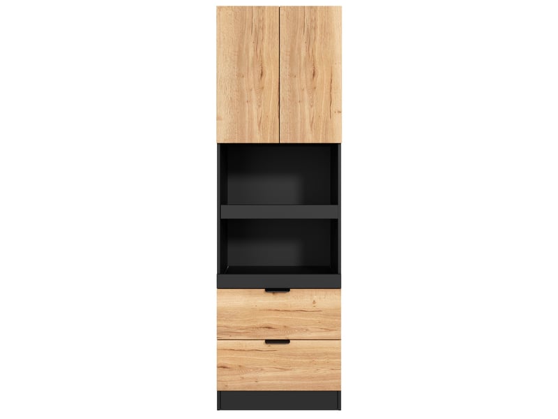  Armoire de cuisine garde-manger 59,5x45x200 cm - 2 tiroirs - plateaux coulissants - fixation antibasculement - mdf - noir  - Conforama A