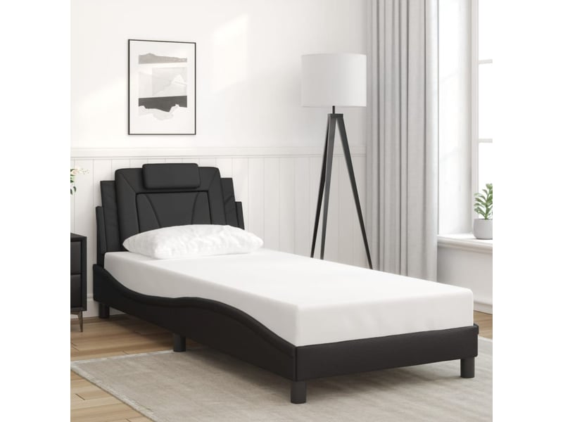 Lit simple- lit adulte - cadre de lit viana avec led sans matelas noir 90x200 cm - Conforama C