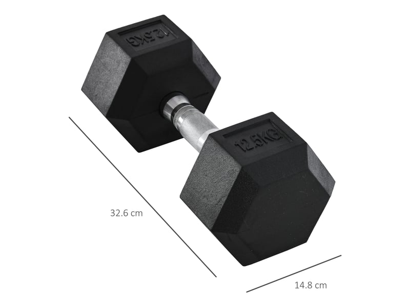  Haltère hexagonale en fonte de 12,5 kg, poids en acier recouvert de caoutchouc pour l'entraînement à domicile.  - Conforama E