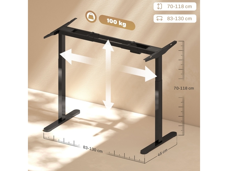  Piètement de bureau électrique réglable noir à 2 moteurs avec mémoire  - Conforama C