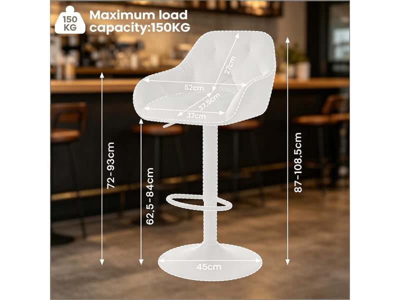  Lot de 2 tabourets de bar réglables,avec dossier,velours,gris foncé  - Conforama C