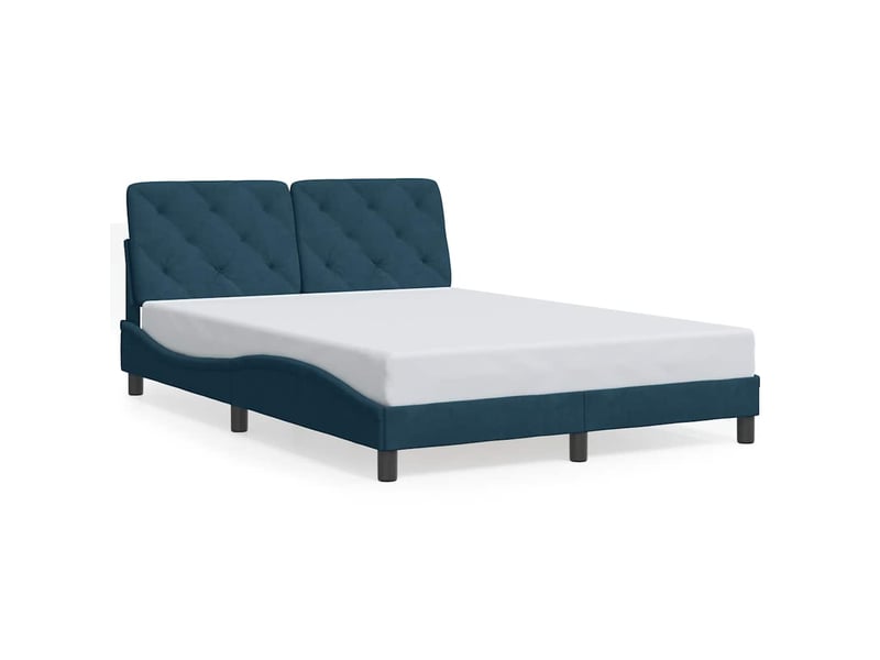  Lit double- lit adulte -  cadre de lit sans matelas bleu 140x200 cm velours  - Conforama A