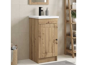 Meuble de salle de bain avec évier chêne artisanal shl171
